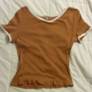 Ribbed Burnt Orange Tee Shirt